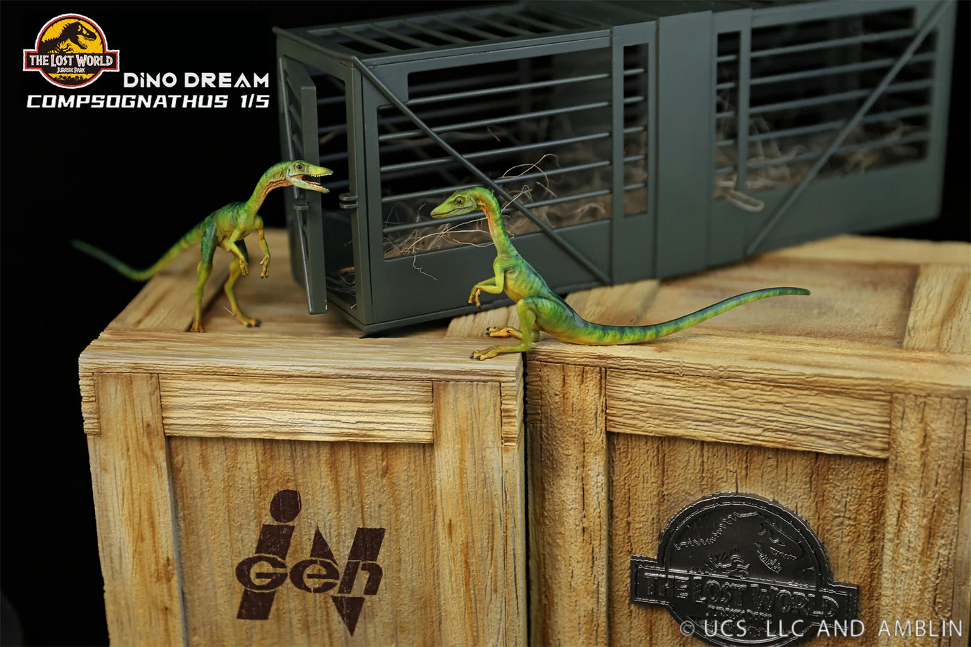 Dino Dream Jurassic Park The Lost World Compsognathus with Cage 1/5 Scale Resin Model