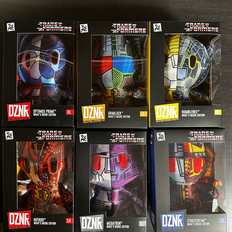 Transformers DZNR Set of 6 Plush - Megatron, Grimlock, Hotrod, Starscream, Bumblebee, Optimus
