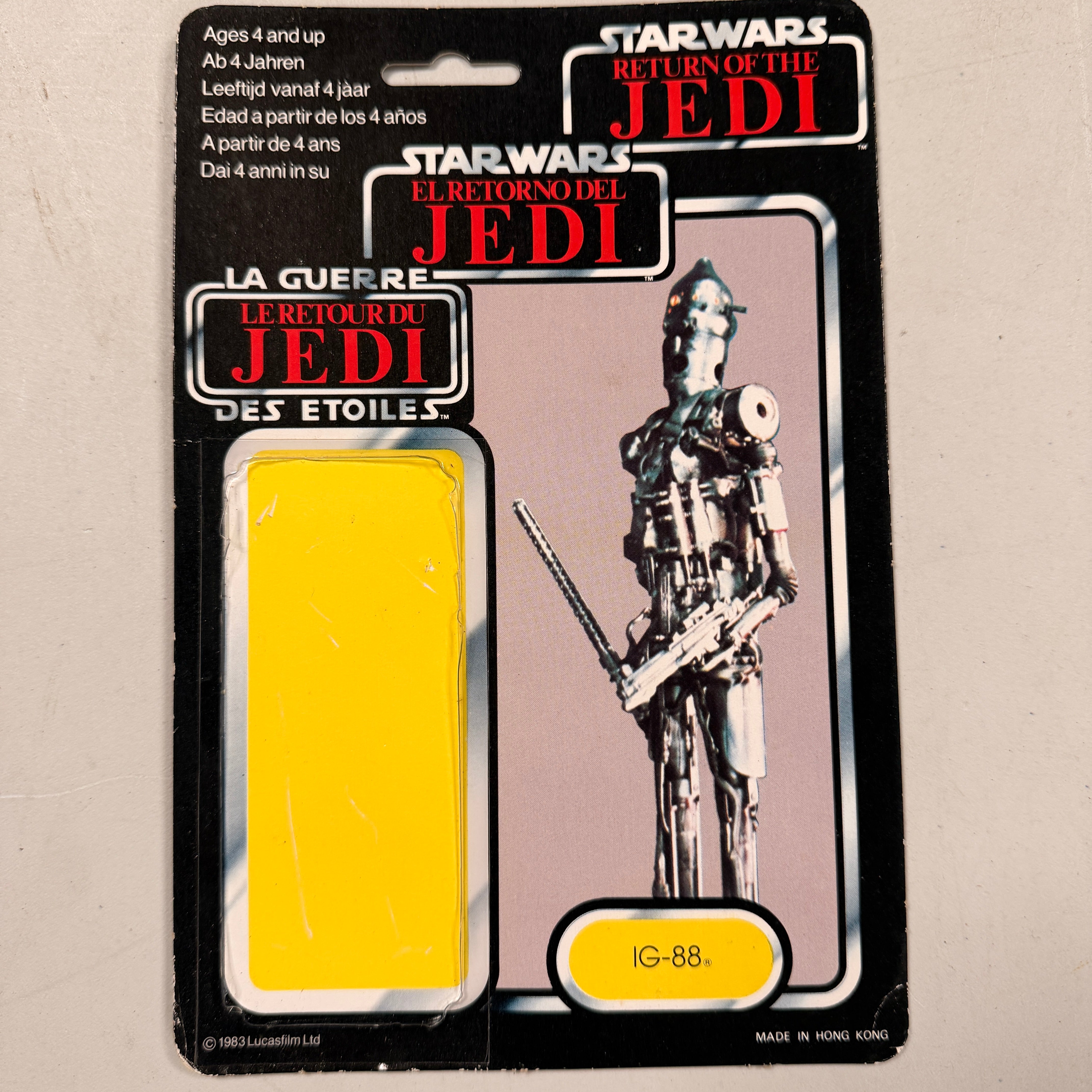 Star Wars Vintage Tri-Logo Backing Card ONLY (Cut Bubble) IG-88