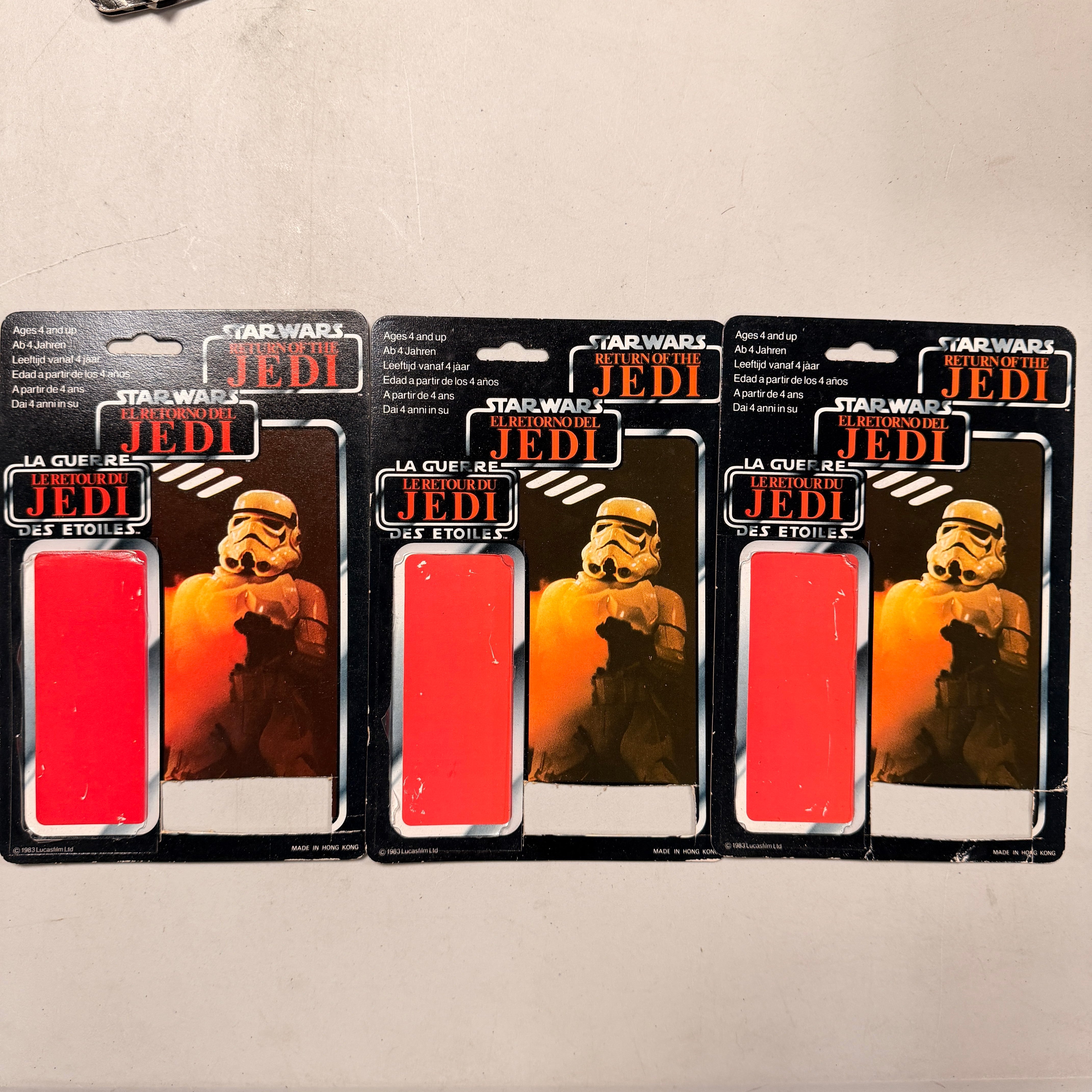 Star Wars Vintage Tri-Logo Backing Card ONLY (Cut Bubble) Stormtrooper CUT NAME PLATE