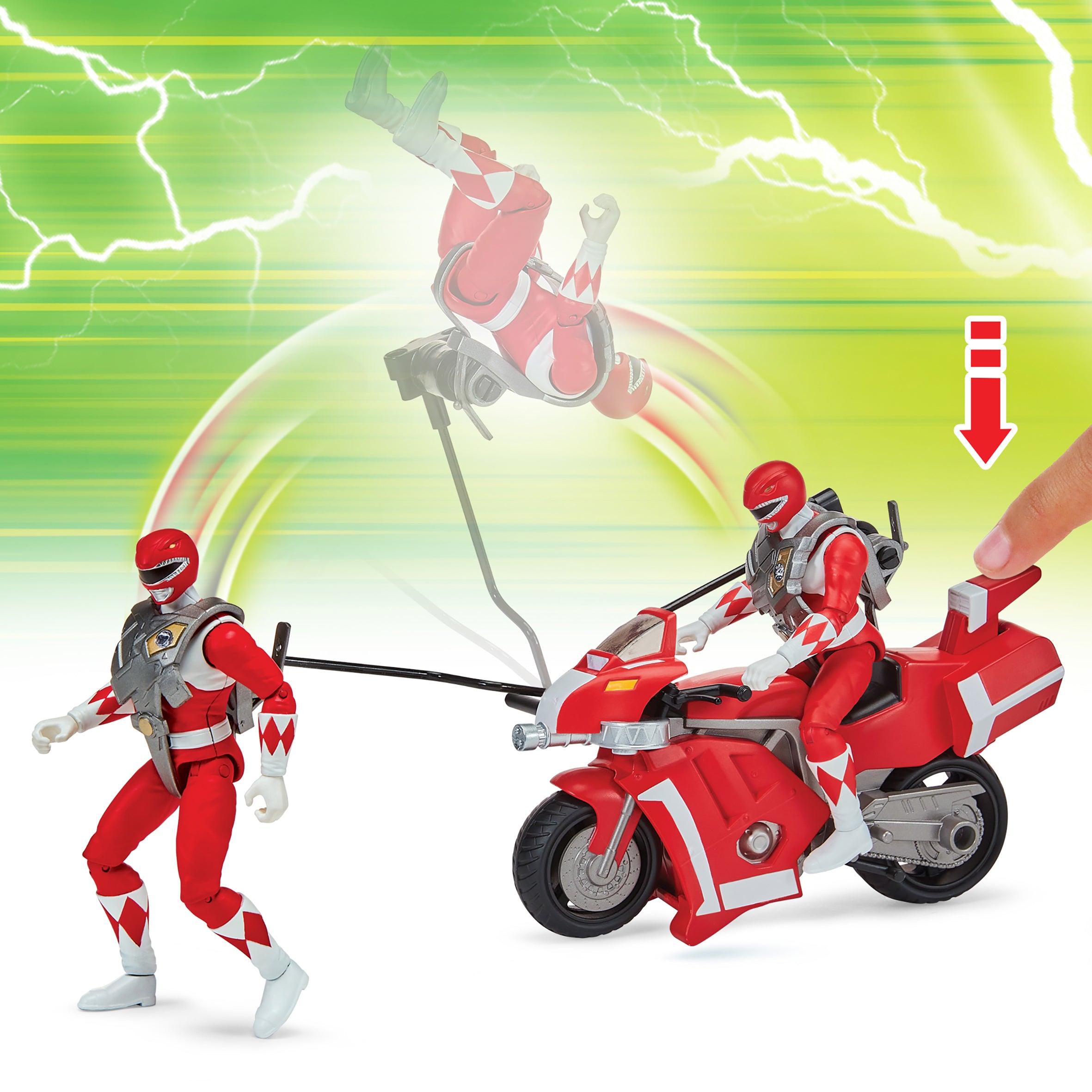 Mighty Morphin Power Rangers Re-Ignition Tyrannosaurus Battle Bike With Red Ranger