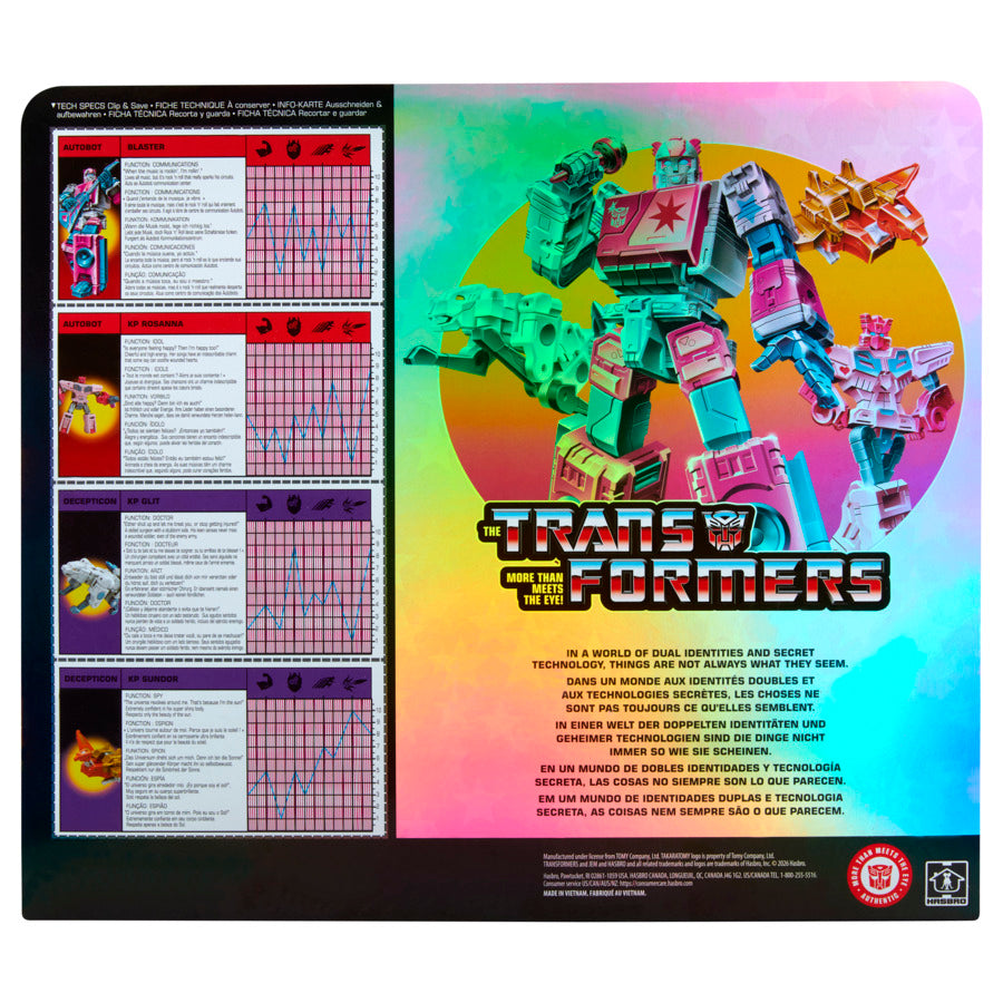 Transformers SDCC em and the Holograms Autobot Blaster & KP Glit, KP Sundor, and KP Rosanna