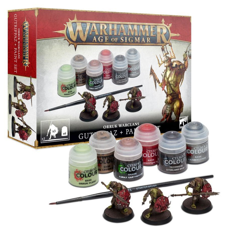 Warhammer Age of Sigmar Orruk Warcalns Gutrippaz + Paint Set