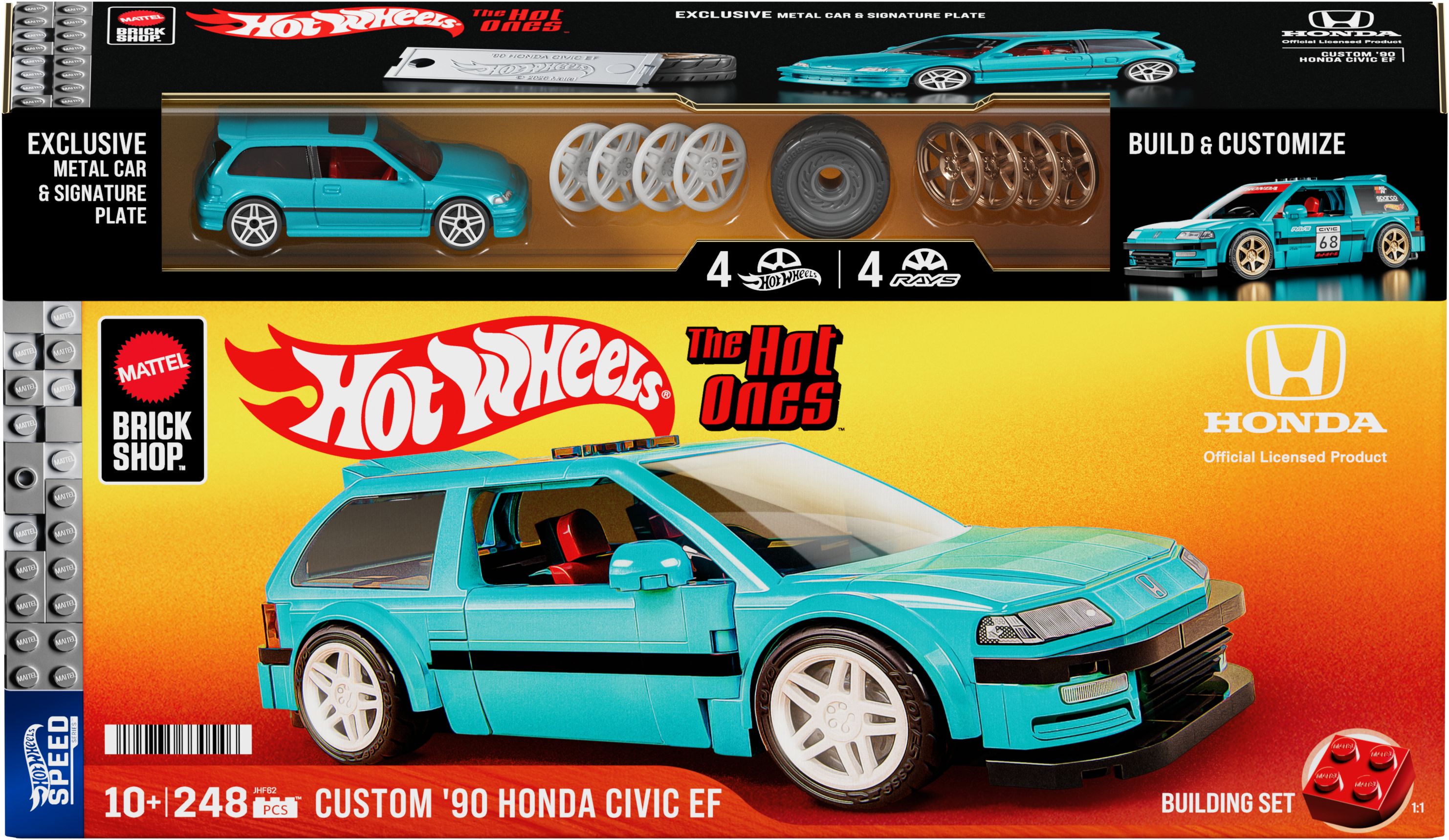 Hot Wheels Mattel Brick Shop Speed Series Building Set Honda Civic