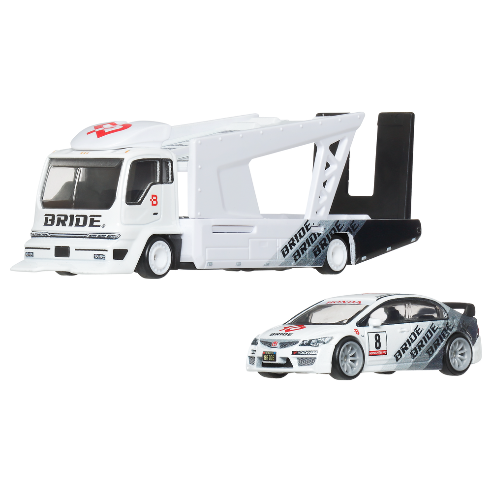 Hot Wheels Premium Car Culture Team Transport '07 Honda Civic Type R & Kousoku Hauler Camion De Transport