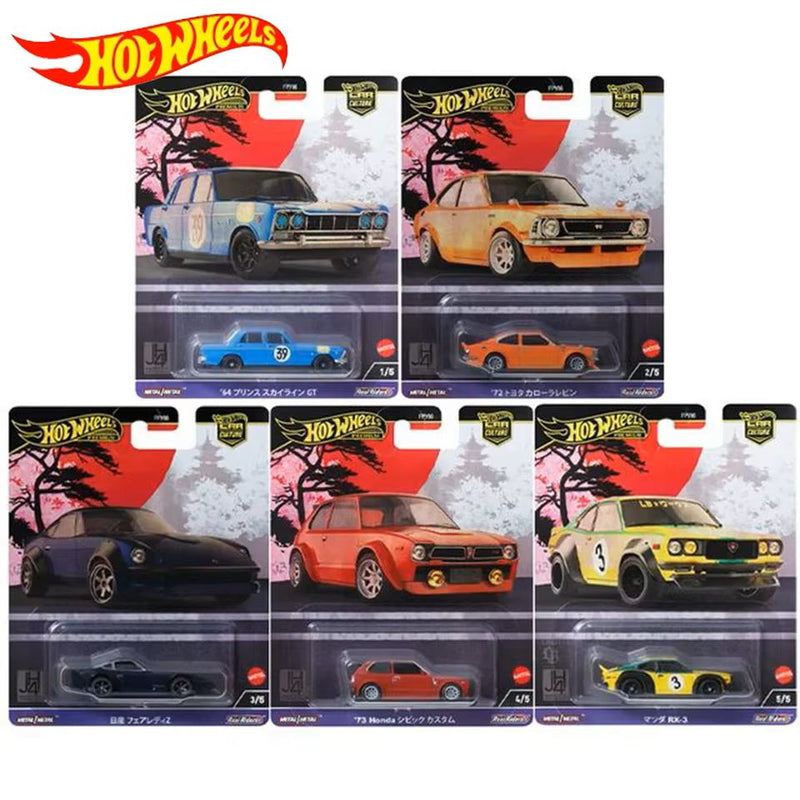 Hot Wheels Premium Japan Set of 5 - '73 Honda Civic, '72 Toyota Corolla Levin, '64 Prince Skyline GT, Nissan Fairlady Z & Mazda RX-3