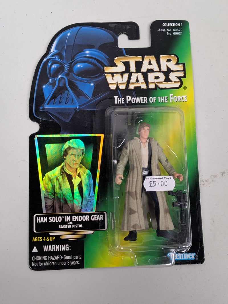 Star Wars The Power Of The Force Han Solo in Endor Gear with Blaster Pistol (Collection 1)