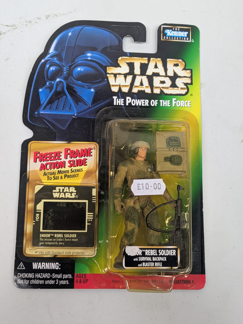 Star Wars The Power Of The Force Endor Rebel Soldier with Survival Backpack and Blaster Rifle (Collection 1) (B)