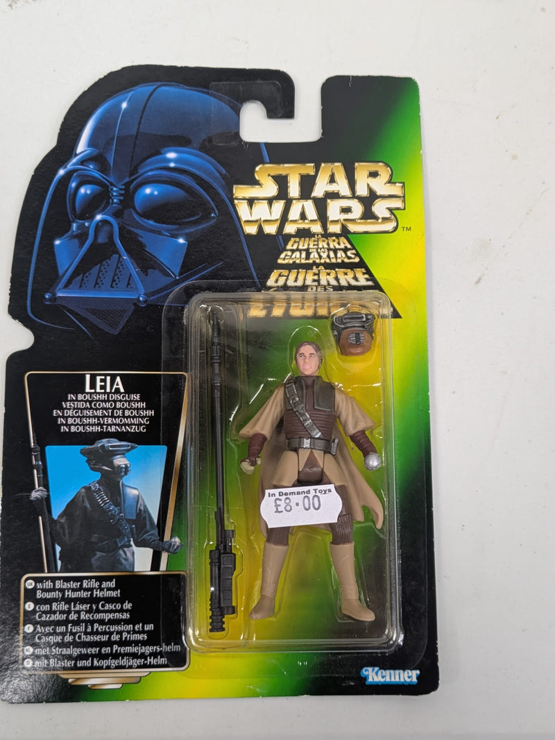 Star Wars The Power Of The Force International Leia in Boushh Disguise with Blaster Rifle and Bounty Hunter Helmet (B)