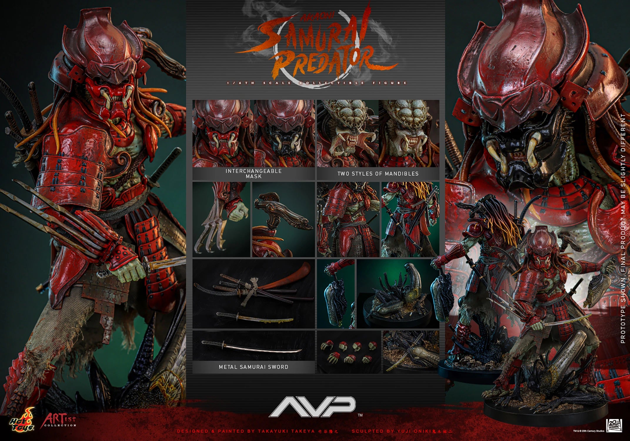Hot Toys AVP Akaoni Samurai Predator 1/6 Scale Collectible Figure IMPORT STOCK
