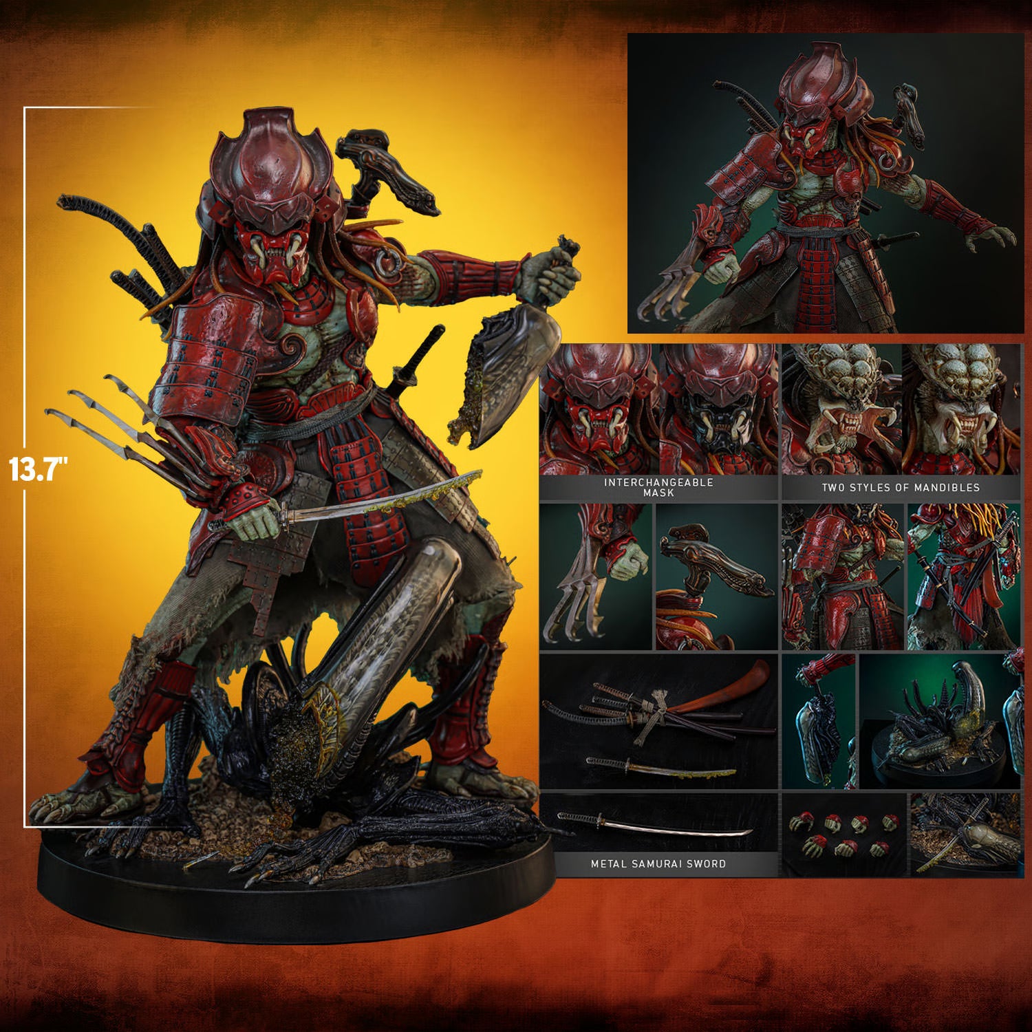 Hot Toys AVP Akaoni Samurai Predator 1/6 Scale Collectible Figure IMPORT STOCK