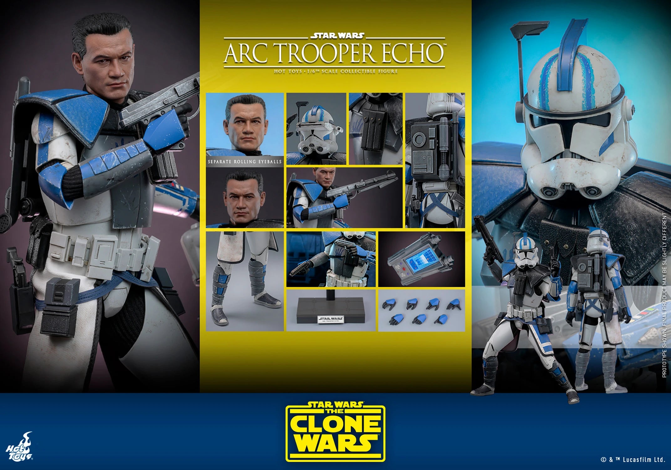 Hot Toys Star Wars Clone Wars Arc Trooper Echo 1/6 Scale Collectible Figure IMPORT STOCK