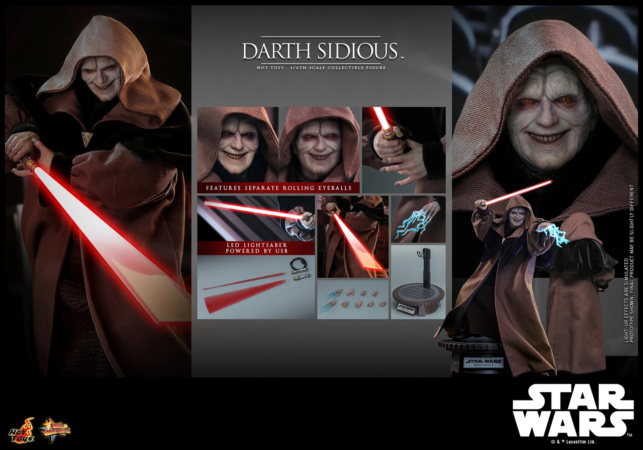 Hot Toys Star Wars Darth Sidious 1/6 Scale Collectible Figure IMPORT STOCK