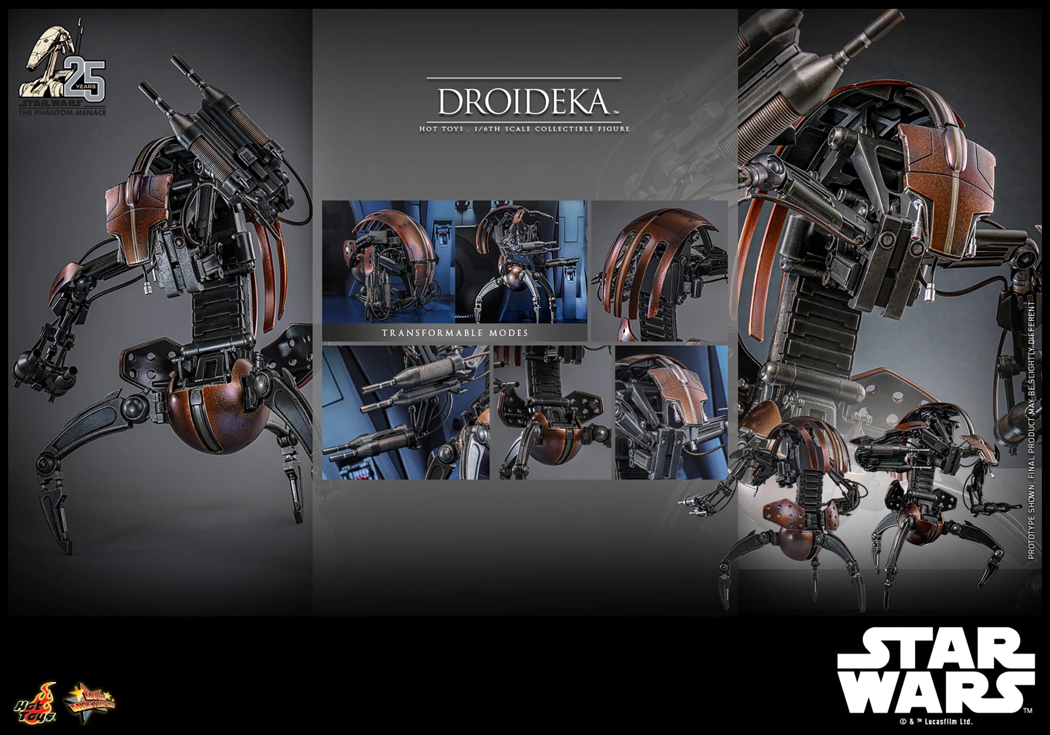 Hot Toys Star Wars The Phantom Menace Droideka 1/6 Scale Collectible Figure IMPORT STOCK