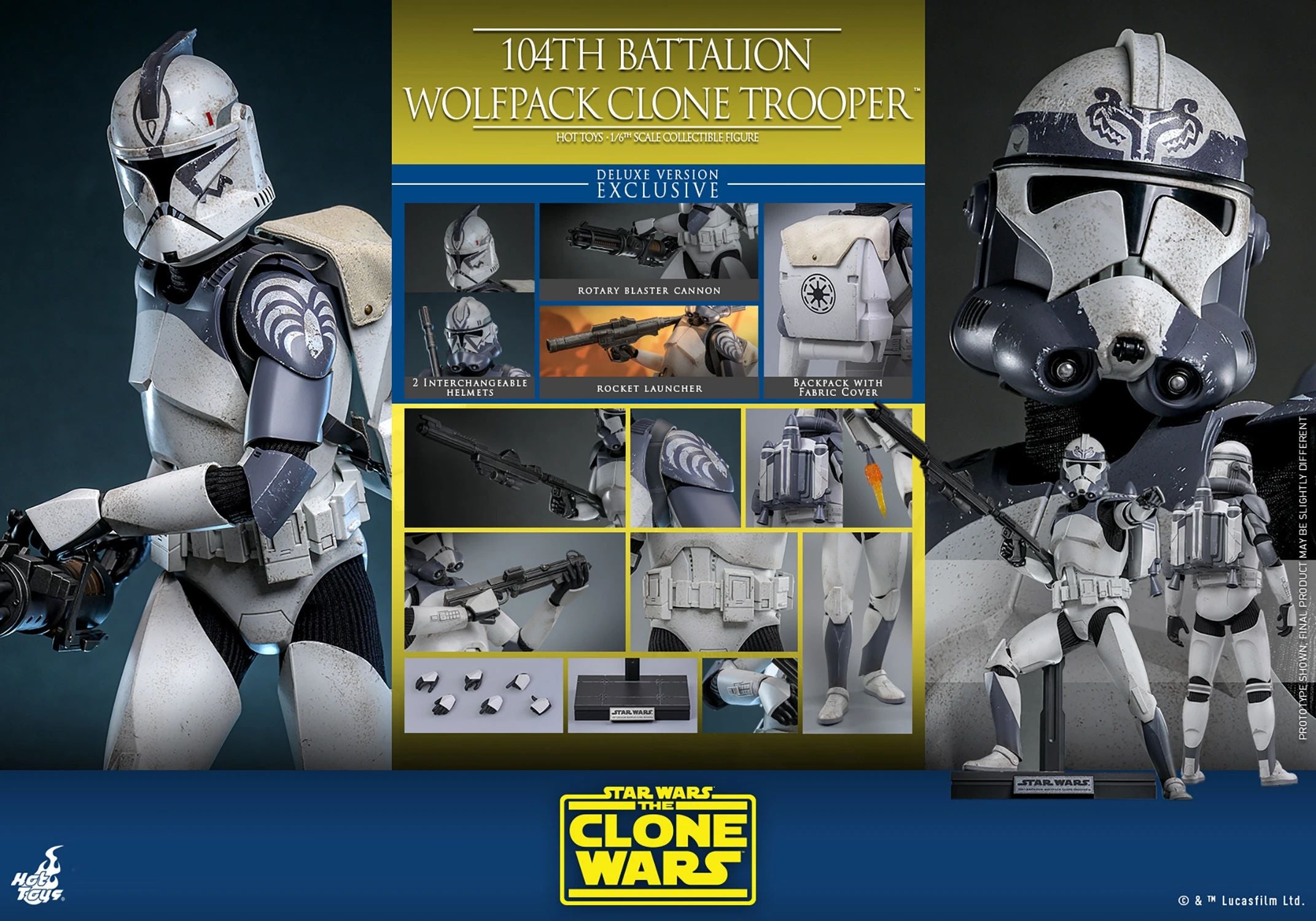 Hot Toys Star Wars 104th Battalion Wolfpack Clone Trooper (Deluxe Version) 1/6th Scale Collectible Figure IMPORT STOCK