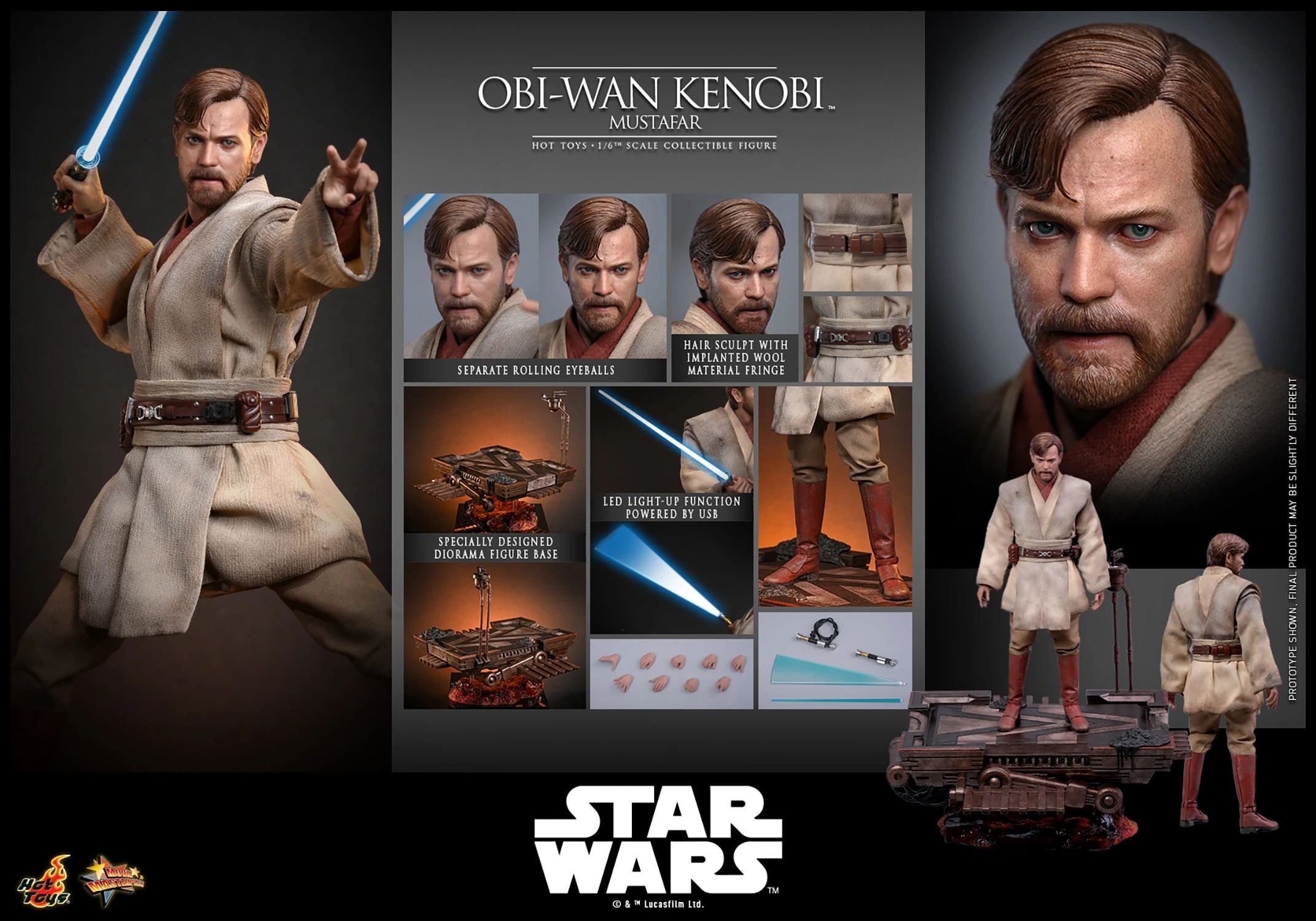 PRE-ORDER Hot Toys Star Wars Revenge of the Sith Obi Wan Kenobi (Mustafar) 1/6 Scale Collectible Figure IMPORT STOCK