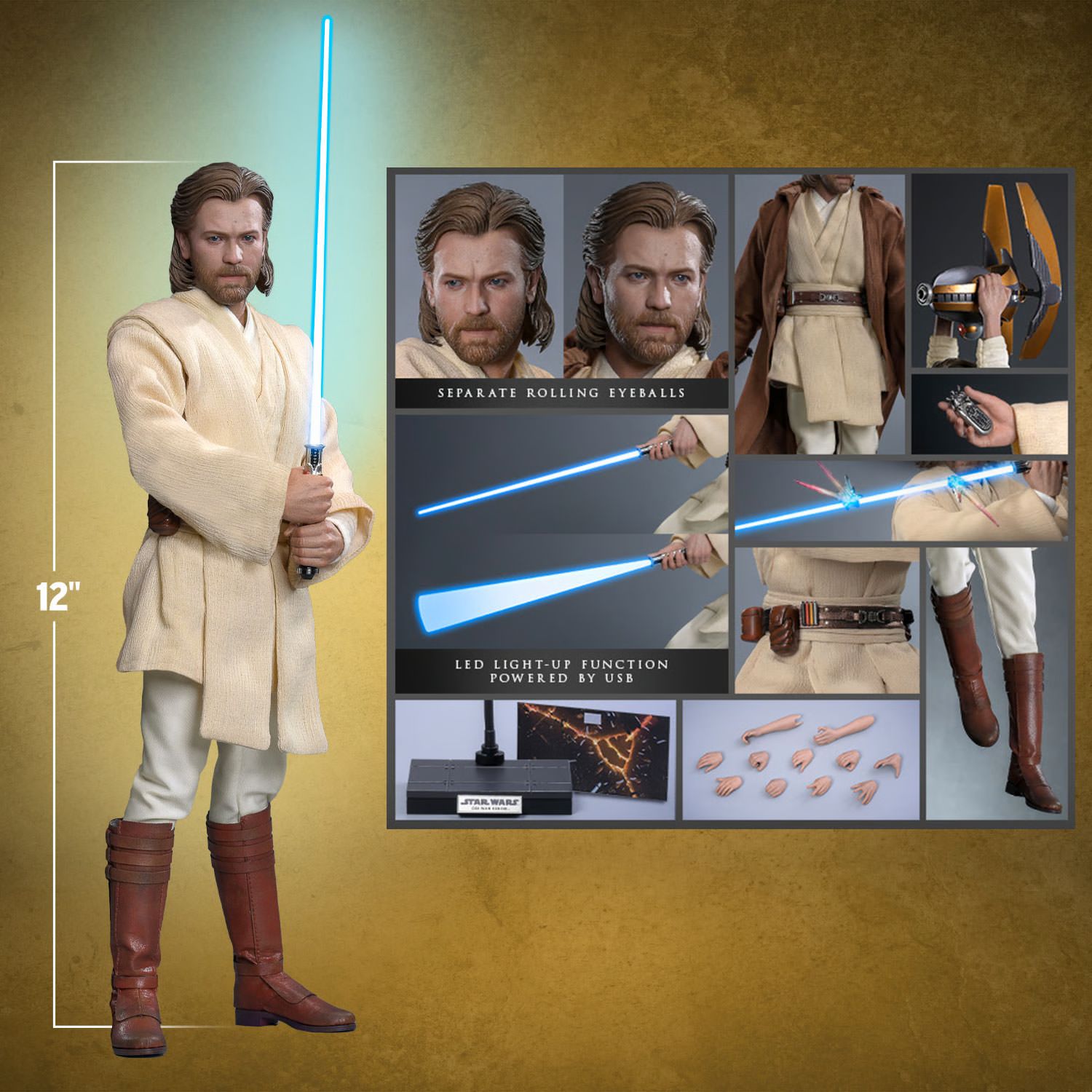 PRE-ORDER Hot Toys Star Wars Attack of the Clones Obi Wan Kenobi 1/6 Scale Collectible Figure