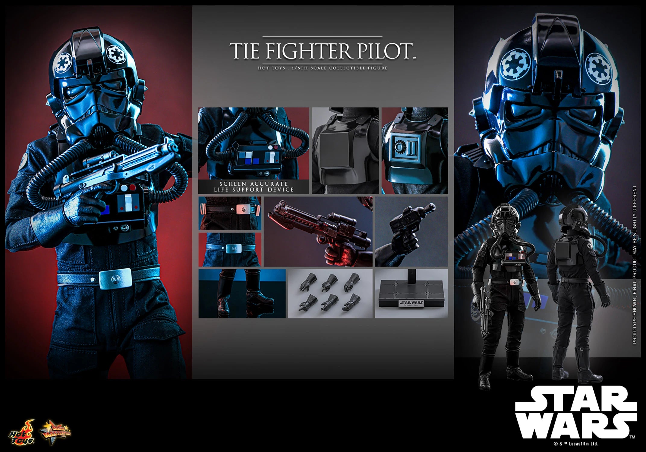 Hot Toys Star Wars Tie Fighter Pilot MMS798 1/6 Scale Collectible Figure IMPORT STOCK
