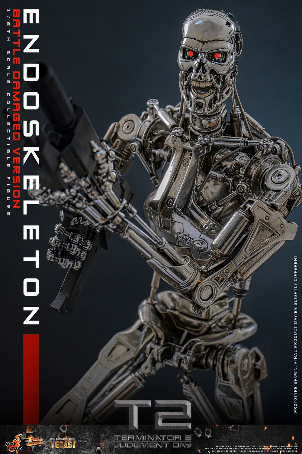 PRE-ORDER Hot Toys Terminator 2 Judgment Day Endoskeleton (Battle Damage Version) 1/6 Scale Collectible Figure IMPORT STOCK