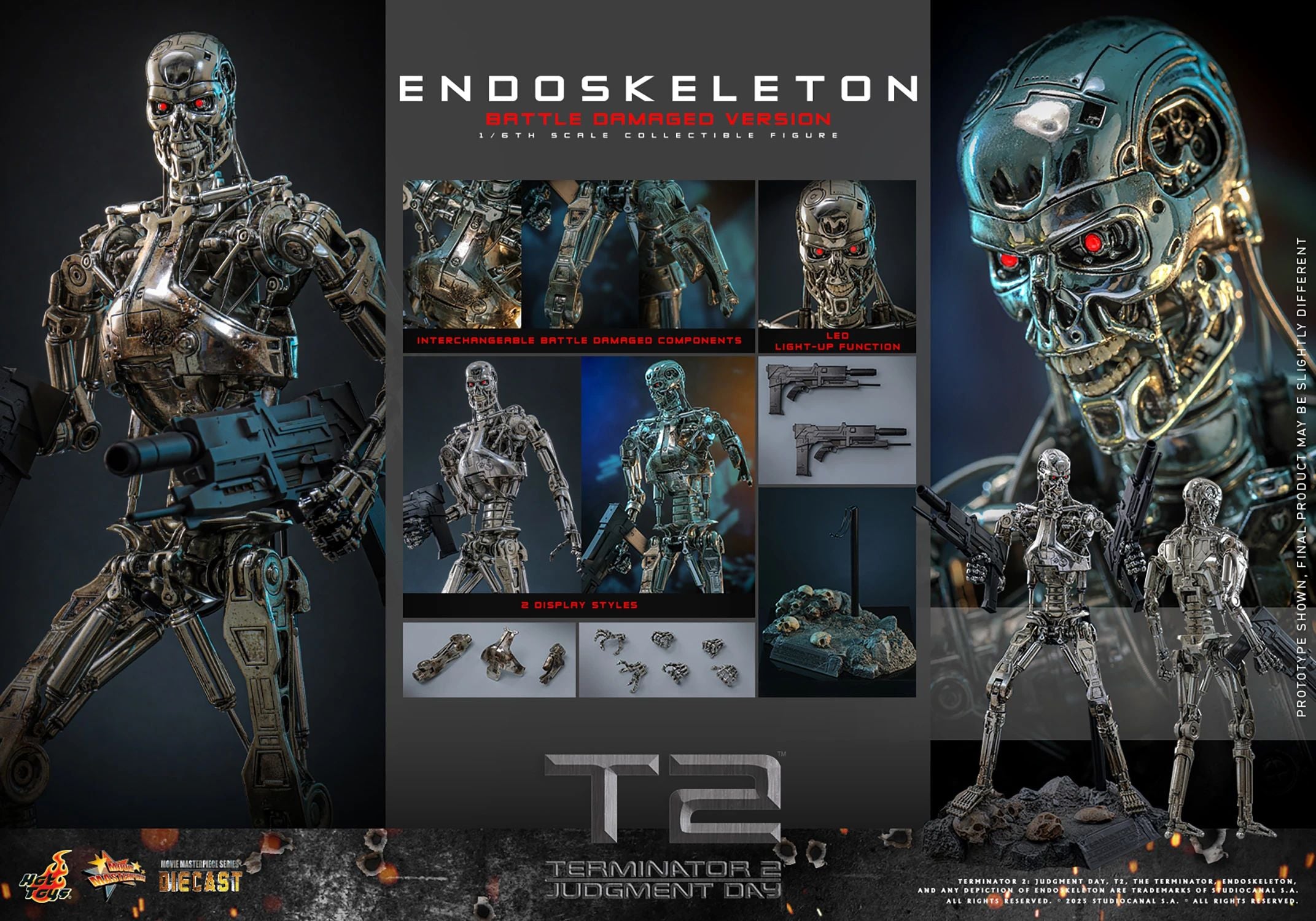 PRE-ORDER Hot Toys Terminator 2 Judgment Day Endoskeleton (Battle Damage Version) 1/6 Scale Collectible Figure IMPORT STOCK