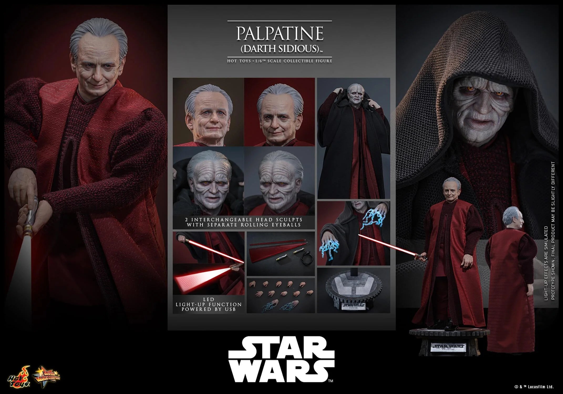 PRE-ORDER Hot Toys Star Wars Palpatine (Darth Sidious) 1/6 Scale Collectible Figure
