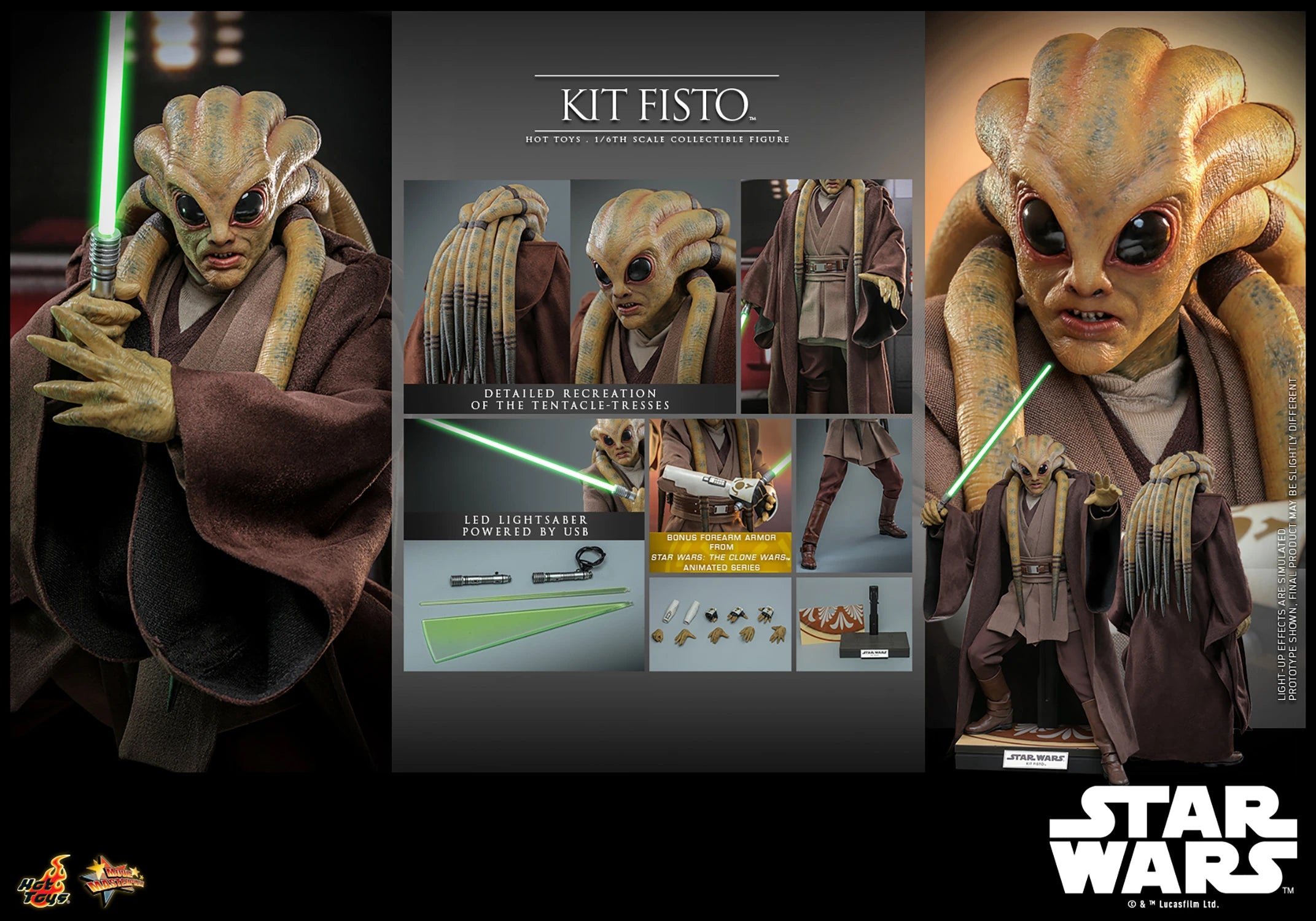 Hot Toys Star Wars Kit Fisto 1/6 Scale Collectible Figure IMPORT STOCK
