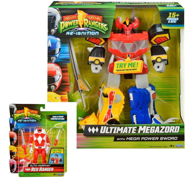 Mighty Morphin Power Rangers Re-Ignition Ultimate Megazord With Mega Power Sword & Red Ranger Bundle