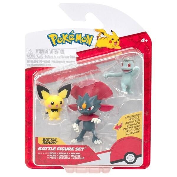 Pokemon Battle Figure Set Pichu, Waevile & Machop