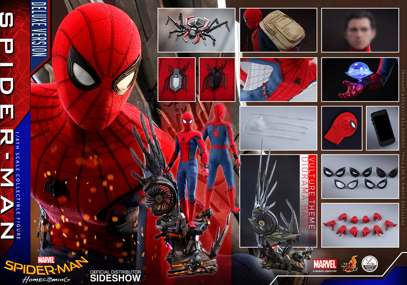 Hot Toys QS015 Spiderman Homecoming Spiderman 1/4 Scale Figure PRE OWNED
