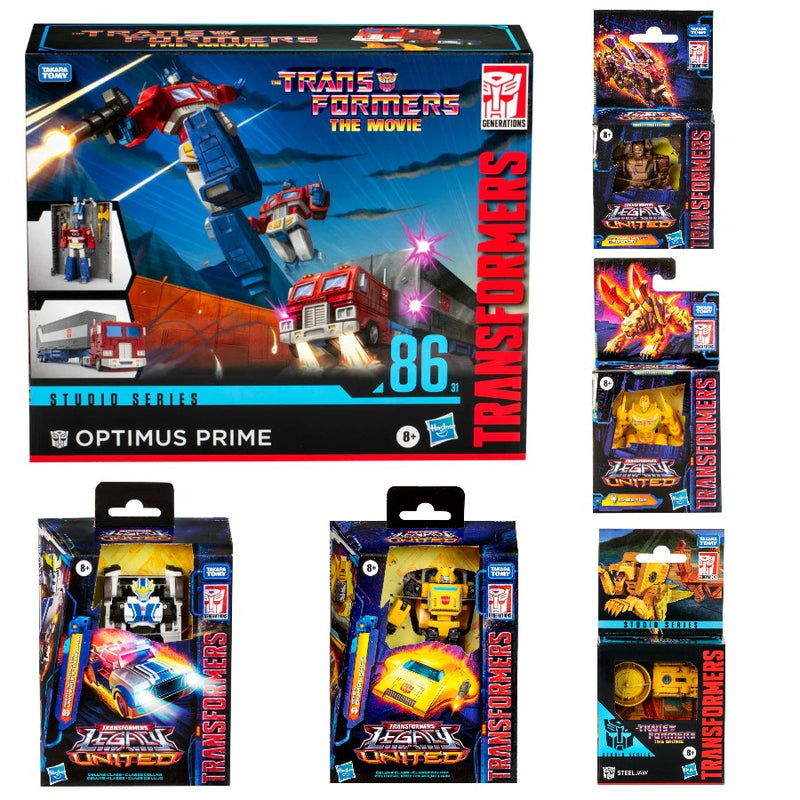 Transformers Bundle 1 - Commander 86 Optimus Prime, Core Steeljaw, Geocron, Cheetor & Deluxe Strongarm & Origin Bumblebee ARRIVING SOON