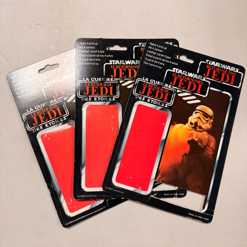 Star Wars Vintage Tri-Logo Backing Card ONLY (Cut Bubble) Stormtrooper CUT NAME PLATE