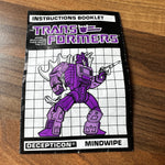 Transformers G1 Mindwipe Instruction Booklet & Tech Specs Pre-Owned