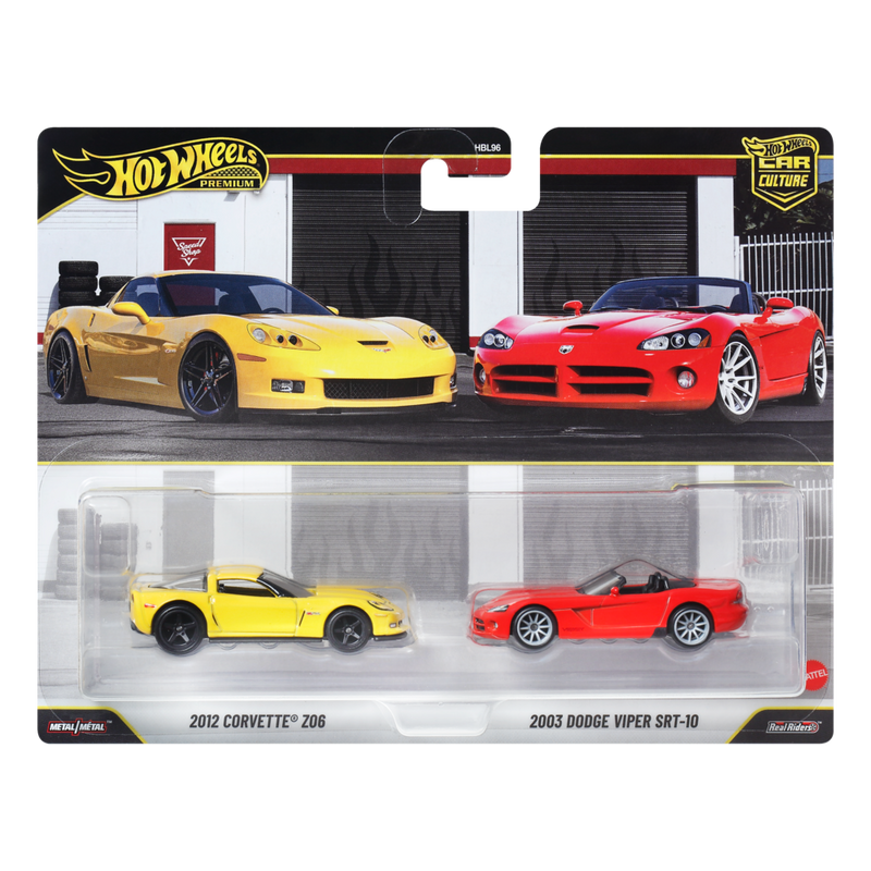 Hot Wheels Premium Car Culture 2012 Corvette Z06 & 2003 Dodge Viper SRT-10