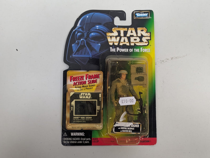 Star Wars The Power Of The Force Endor Rebel Soldier with Survival Backpack and Blaster Rifle (Collection 1)