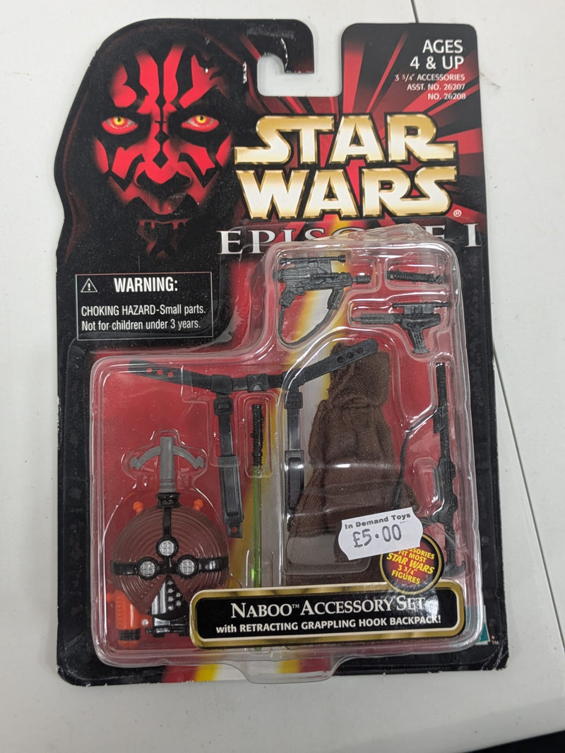 Star Wars Episode 1 Naboo Accessory Set with Retracting Grappling Hook Backpack!