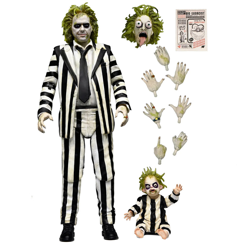 Neca Beetlejuice Beetlejuice Ultimate Striped Suit 7" Beetlejuice Figure