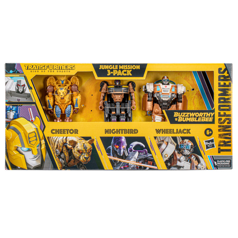 Transformers (Buzzworthy Bumblebee) Rise of the Beasts Jungle Mission 3 Pack - Wheeljack, Nightbird and Cheetor